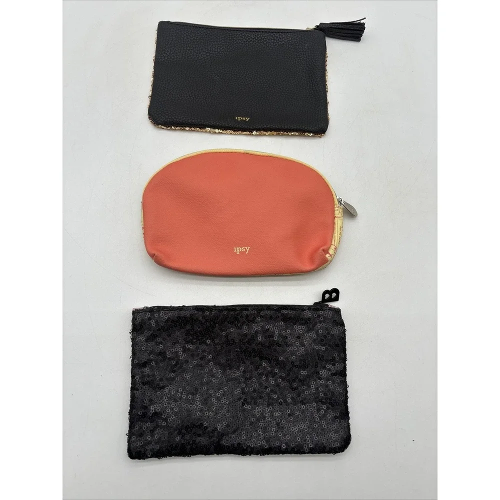 New W/out Tags 3 Ipsy Cosmetic Makeup Bags - Passport, Sequin, Betty Boop